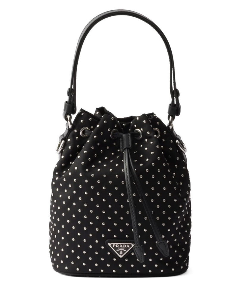Prada Re-Nylon Mini-bag With Studs 1BE067 Black